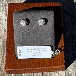 NEW Kendra Scott Davie 18K Silver Vermeil Pave Stud Earrings in White Diamond